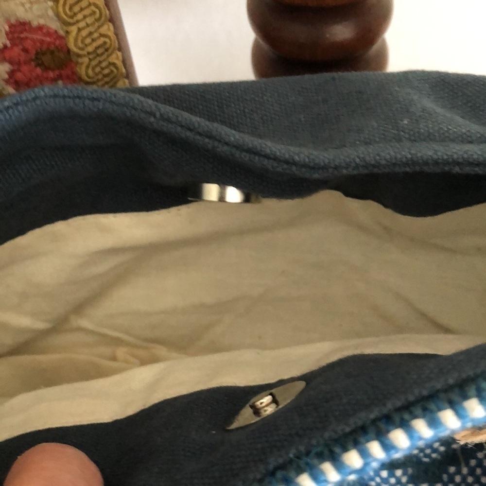 Blue Jute Tile Print Canvas Tote NWT - Picture 9 of 9